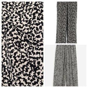 H&M Women's Rare Black & White Pattern, Flattering Palazzo Crop Ankle Pants L